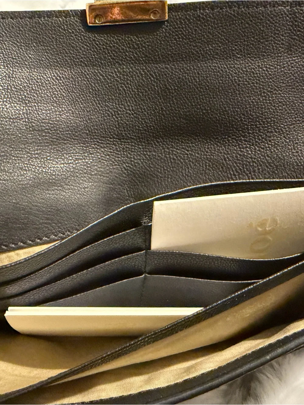 Chloe Black Leather Clutch with Gold Tone Turnlock